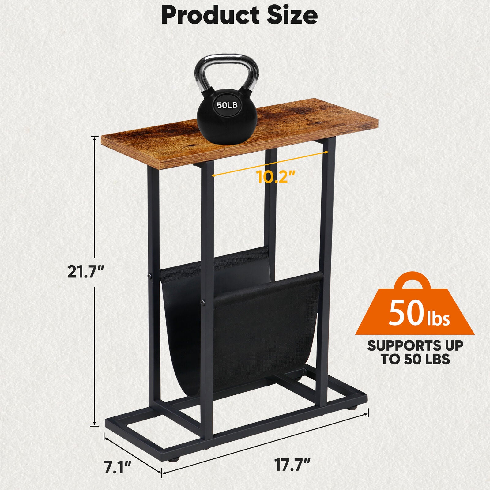 Small Side Table for Small Spaces Narrow End Table Bedside Table Living Room