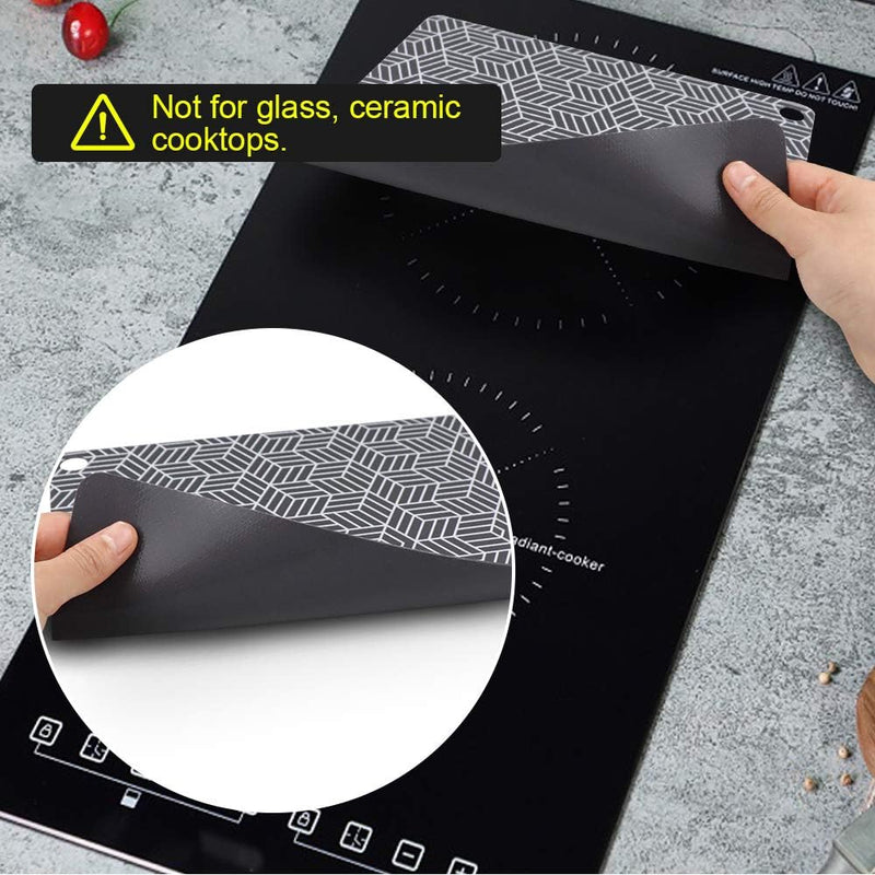 Induction Cooktops Mat for Magnetic Stove Cook Top, Silicone Non Slip Pads Cook Tops Scratch Protector for Cooktop (9.8", 2 PACK)