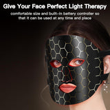 Red Light Therapy for Face and Neck, Infrared LED Lamp Face Mask Belt, Red, Yellow, Blue, Etc. 7 Colors Light Therapy Device Skin Care Facial Treatment Mask Skincare Tool, Black