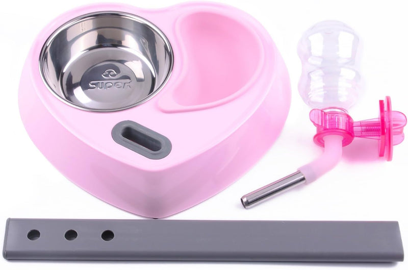 Multifunctional Automatic Feeders Dispenser - Portion Control Water Dispenser Bowl for Dogs & Cats, Mess Free, No More Dripping Beard Light Pink