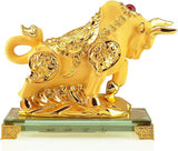 Chinese Zodiac Ox Golden Resin Collectible Figurines Table Decor Statue