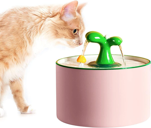 Cat Water Fountain Ceramic, 1.5L Pet Fountain Dog Water Dispenser,Indoor Automatic Pet Drinking Water Container, Cat Drinking Fountains for Cats with Replacement Filters (Pink)