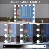 Large Vanity Mirror with Lights,Hollywood Lighted Makeup Cosmetic Mirror with Smart Button,Tabletop or Wall Mounted Makeup Mirrors White