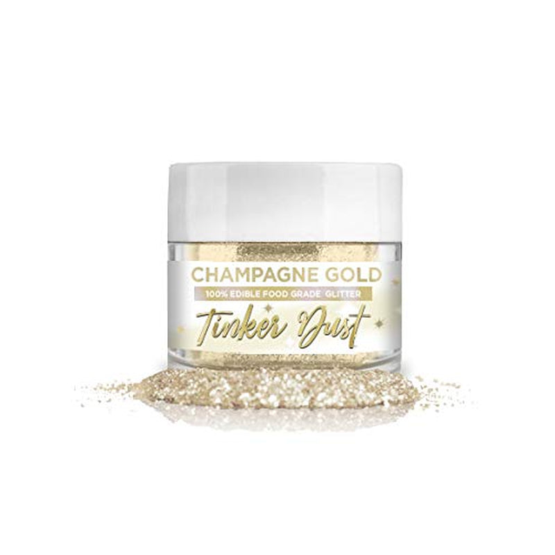 Tinker Dust - Champagne Gold (5G 1X Jar) | Edible Glitter for Cakes, Cupcakes, Cake Pops, Drinks