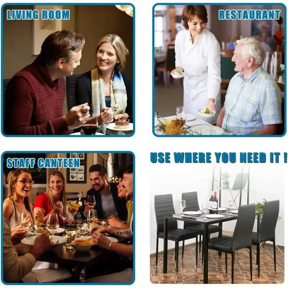 Glass Dining Table Set for Small Spaces Kitchen Table and Chairs for 4 Table with Chairs Home Furniture Rectangular Modern