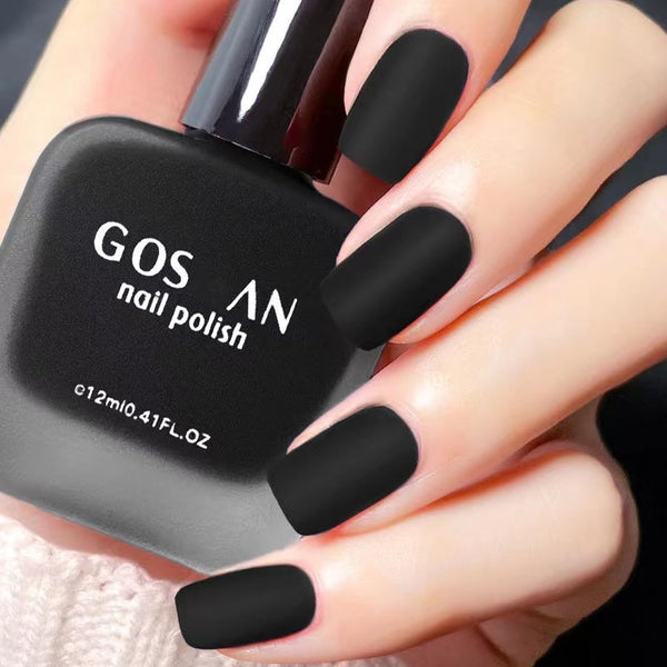 Matte Black Nail Polish, Black Nail Polish Fast Dry for Women & Men, Dark Nail Polish, Matte Top Coat Nail Polish, 12ML