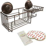 Large Combo Suction Cup Wall Mount Bathroom Shower Caddy - Shampoo Storage Basket Shelf Organizer Caddie Bath Shelves - Bronze