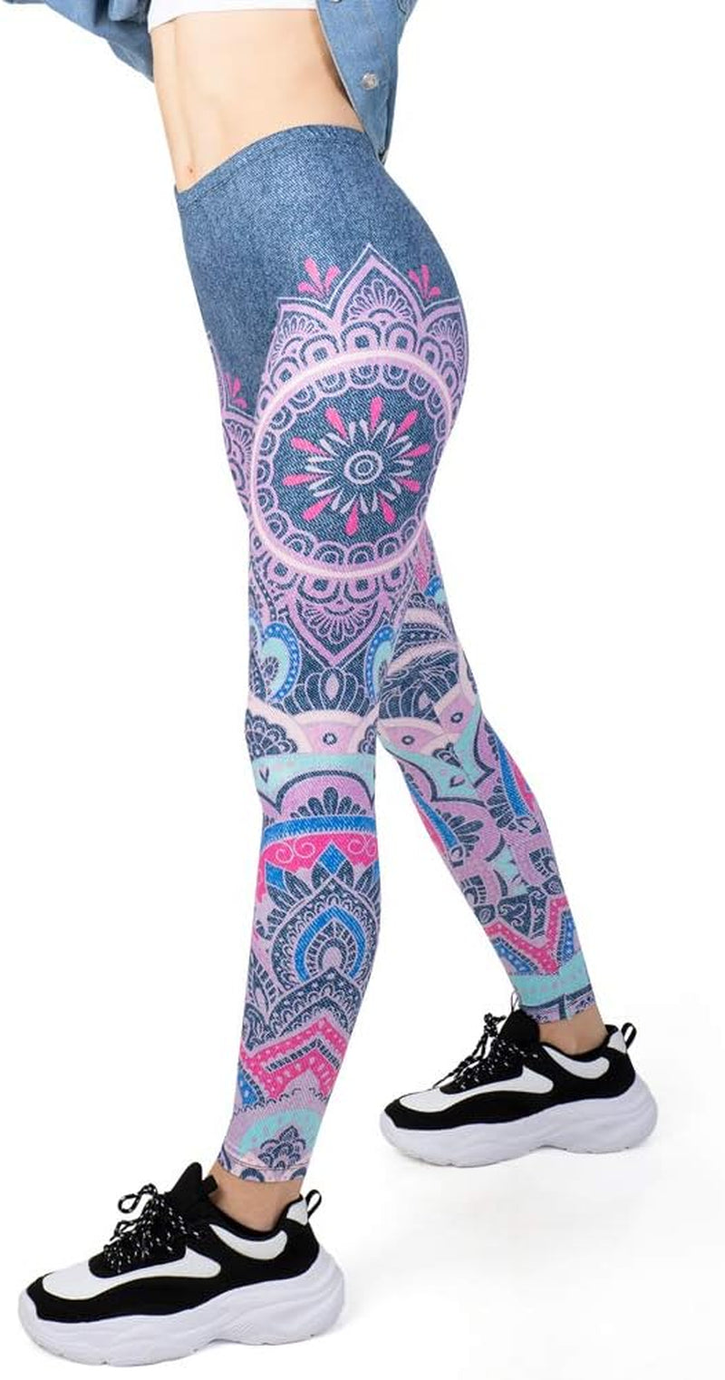 Middle Waisted Seamless Workout Leggings - Women’S Mandala Printed Yoga Leggings, Tummy Control Running Pants…