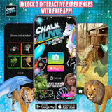 By , Augmented Reality Chalk Art, Watch a Lion, Tiger & Dolphin Come Alive, Includes 6 Interactive Chalks, 3 Reusable Stencils