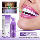 50ML V34 Purple Brighten Whitening Yellow Teeth Toothpaste Foam Cleaning Effective Removing Tooth Stain Oral Cleaning Product