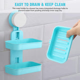 Soap Dish Holder Wall Mounted Rack Double Layer Bathroom Kitchen Shower Washing