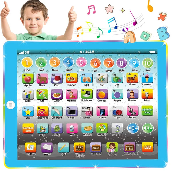 Kids Tablet Learning Pad Toddler Tablet with Abc/Word/Song/Music/Number Electronic Interactive Toy Christmas Birthday Gifts for Educational Preschool Boys & Girls 3-8 Years Old