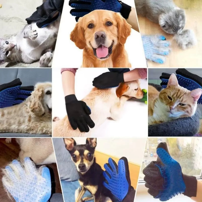 Pet Hair Remover Gloves Cat Dog Massage Bathing Cleaning Grooming Supplies Silicone Hair Sticking Removal Brush