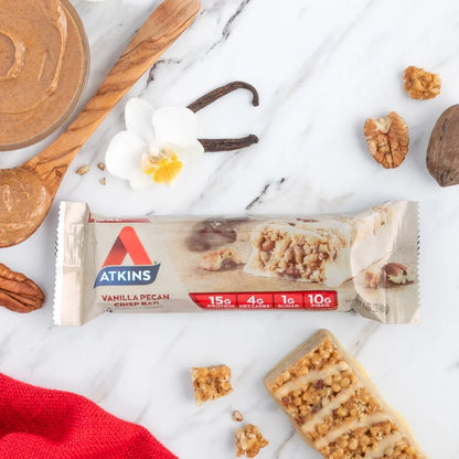 Vanilla Pecan Crisp Protein Meal Bar, High Fiber, Low Sugar, Meal Replacement, Keto Friendly, 6/5 Packs