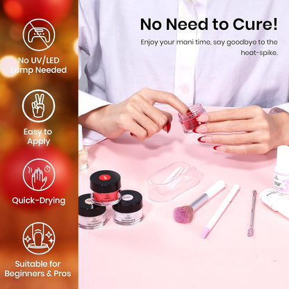 Beetles Dip Powder Nail Set,6 Colors Red Burgundy Rose Sparkle Milky Snow White Silver Glitter, Dipping Powder Starter Kit French Nail Art DIY Salon No Need Nail Lamp Cured Valentines Day Gifts