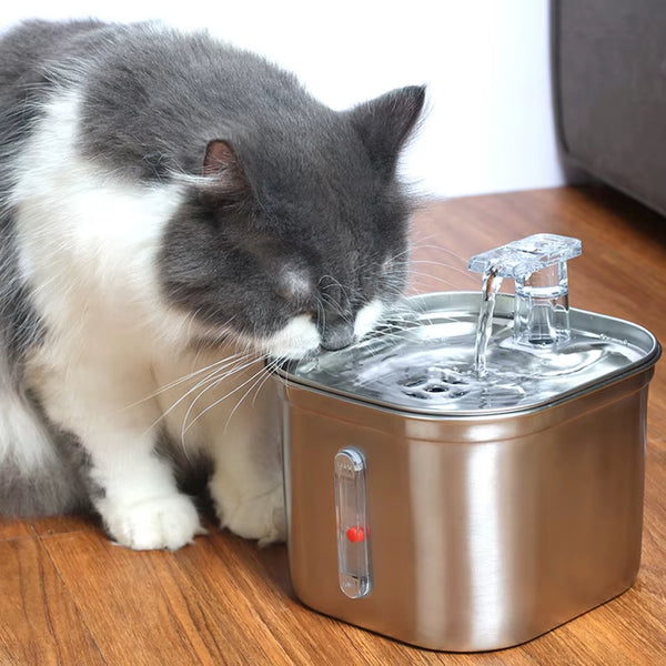 Stainless Steel Cat Drinking Fountain Automatic Pet Fountains Water Dispenser Ultra Quiet Pump Water Foutain for Multiple Pets