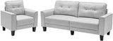 Sectional Couch for Living Room with Square Arm, Loveseat Sofa Couch with Solid Wood Frame, Living Room Furniture Sets, Small Sofa Suitable for Living Room, Bedroom, Small Spaces, Gray