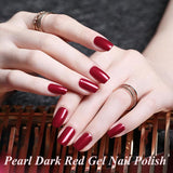 Pearl Red Gel Nail Polish, Quick Air Dry Wine Red Nail Polish, Deep Red Polish for Nails, Burgundy Nail Polish Long Wearing, Dark Red Nail Polish for Women & Girls, 12ML