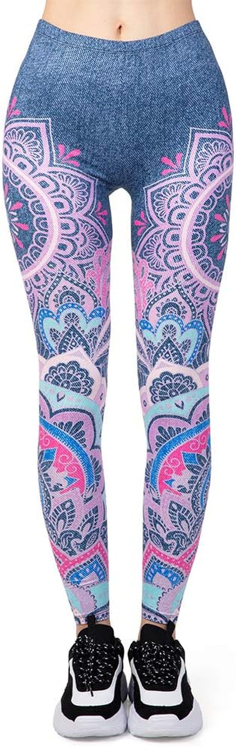 Middle Waisted Seamless Workout Leggings - Women’S Mandala Printed Yoga Leggings, Tummy Control Running Pants…