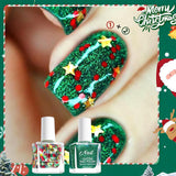 Christmas Glittter Nail Polish Set, Red & Green Nail Gel Polish, Sparkling Red Glitter Nail Polish Quick Dry, Long Lasting Gel Nail Polish for Women & Girls, Chunky Glitter Nail Polish, 10ML Each