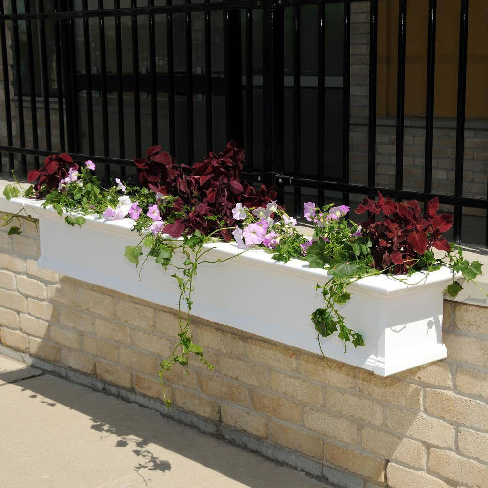 Yorkshire 84 In. X 12 In. Self Watering White Vinyl Window Box