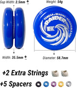 Raider Ex - Professional Responsive Ball Bearing Yoyo, Great for Advanced String Tricks and Looping Play + 5 Spacers + Extra 2 Strings (Blue)