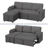 2-In-1 Convertible Pull-Out Sleeper Couch L-Shaped Sofa Bed Entertainment Room