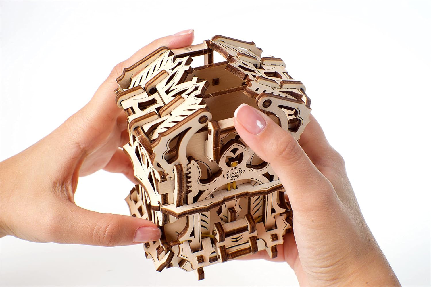 3D Puzzle for Board Games – Deck Box for up to 120 Game Cards - Unique Mechanical Devices for Family Tabletop Role-Playing Games - Wooden Construction Kits for Adults