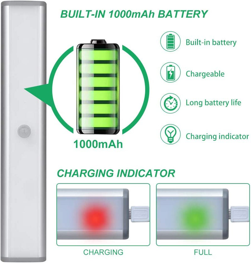 LED Kitchen Lights under Cabinet,Wireless Motion Sensor Led Light Rechargeable Cabinet Lights Battery Operated, under Counter Lighting Magnetic Stick-On Closet Lighting/White Light(3Pack)