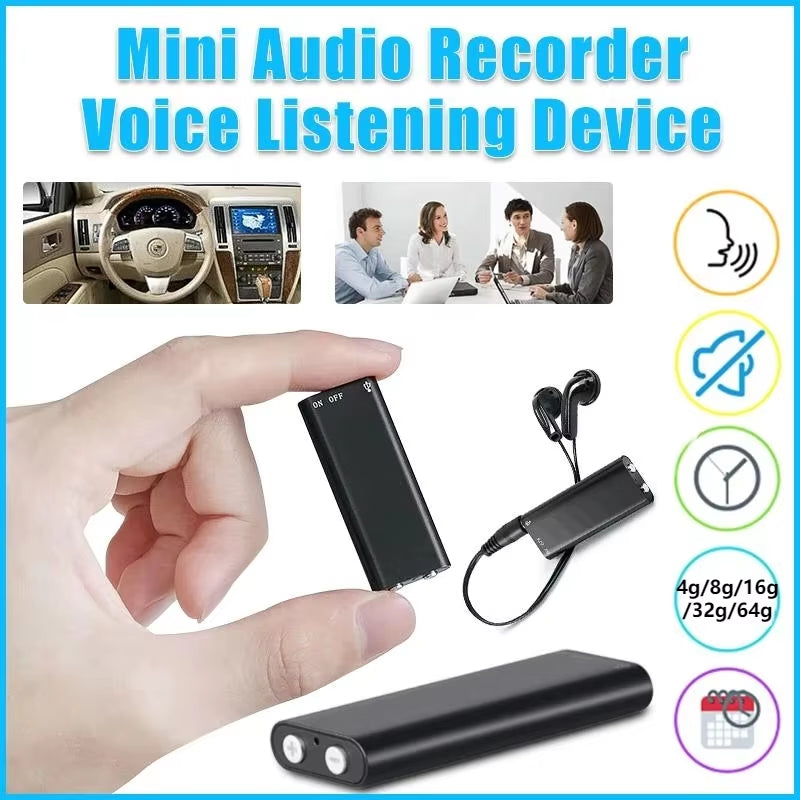 32GB Mini Activated Voice Recorder Espia Digtal Sound Record Voice-Controlled 4-64G Dictaphone MP3 Player