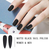 Matte Black Nail Polish, Black Nail Polish Fast Dry for Women & Men, Dark Nail Polish, Matte Top Coat Nail Polish, 12ML