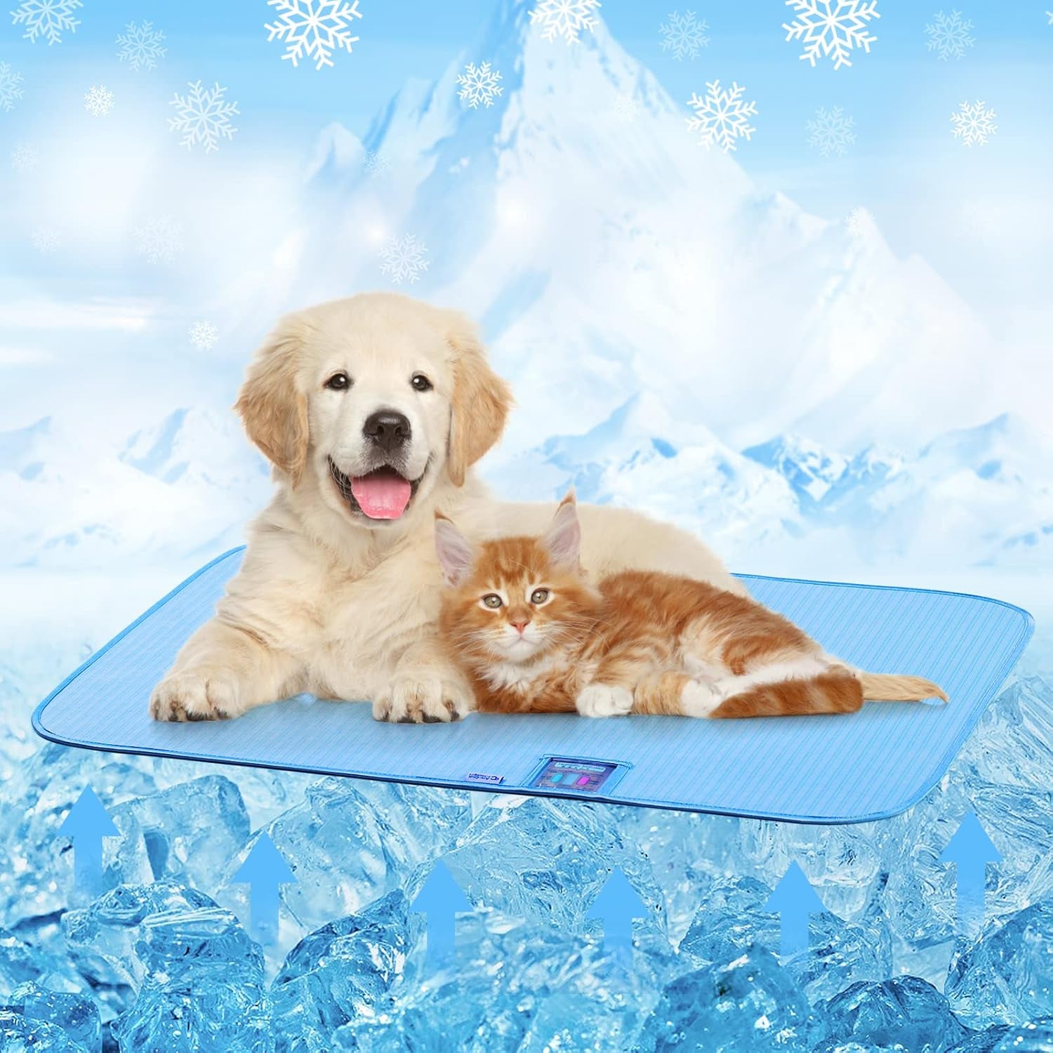 Portable Dog Cooling Mat & Summer Sleeping Pad Easy Clean Dog Bed - Waterproof, Machine Washable, Non Slip, Chew Proof, Reusable Pet Pee Pad for Dog, Cat and Rabbit. (18"X 24") S, Blue
