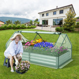 6 X 3 X 3 Feet Galvanized Raised Garden Bed with Greenhouse