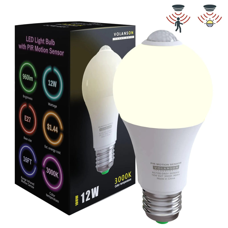 Motion Sensor Light Bulbs with Dusk to Dawn Sensor Indoor Motion Detector Bulb