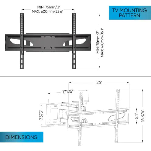 Full Motion, Crafted Steel, TV Mount