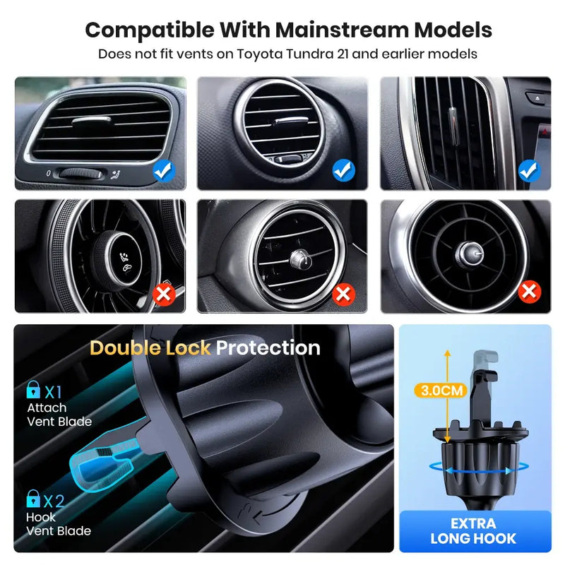 Solid Metal Car Air Vent Phone Holder With Gravity Sensor