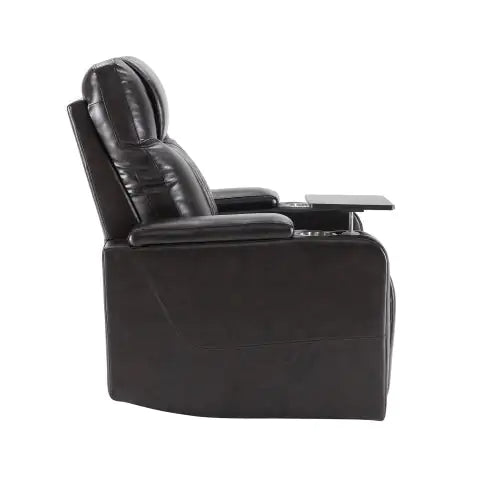 Power Motion Recliner With USB Charging Port And Hidden Arm Storage 2 Convenient Cup Holders Design And 360 Swivel Tray Table,Brown