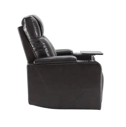 Power Motion Recliner With USB Charging Port And Hidden Arm Storage 2 Convenient Cup Holders Design And 360 Swivel Tray Table,Brown