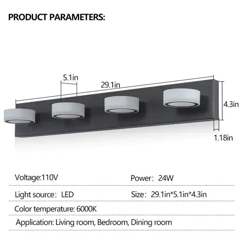 LED Modern Black 4 Light Vanity Light Fixture Mirror Bathroom Wall Light Unavailable Platforms- Temu