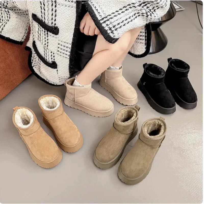 Winter-Ready Fleece-Lined Suede Cotton Shoes – Cozy All-Match Style